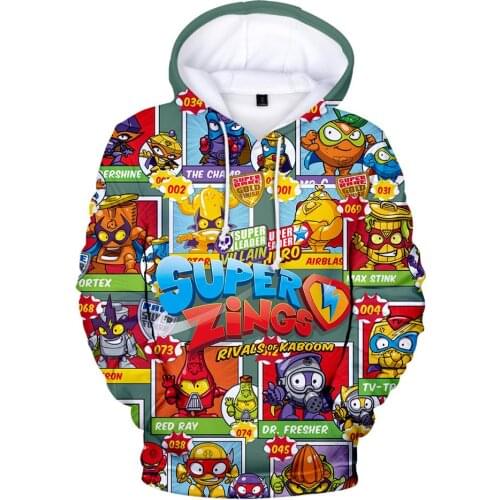 2 to 14 years old Kids Hoodie 3D Print Men/Women Hoodies Sweatshirt Superzings Hoodies Adult size XXS-4XL