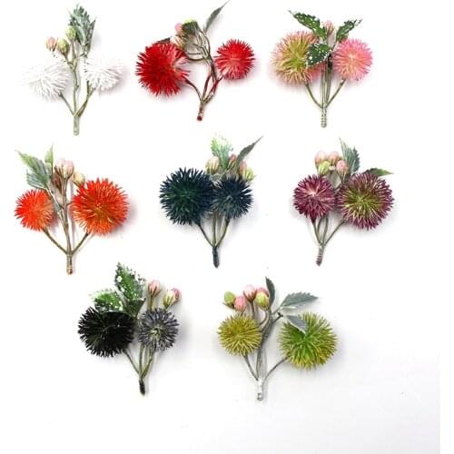 6/12pcs/lot Artificial Flowers Simulation of Green Plant Blue Thorn Wreath Material Wedding DIY Decoration