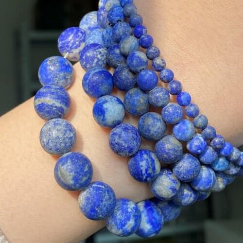 Dull Polish Matte Natural Lapis Lazuli Stone Beads For Jewelry Making Round Loose Beads Diy Bracelet Necklace 4/6/8/10/12mm 15