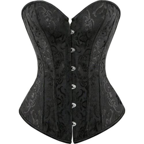 Fashion corsets and bustiers for women brocade vintage green black white cheap christmas sexy corselet satin overbust corset