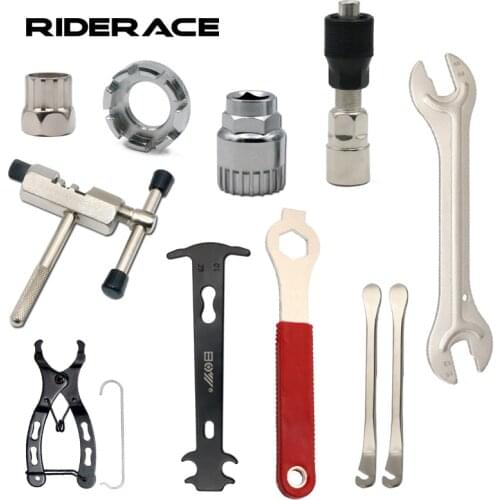 Bike Repair Tool Kits Bicycle Chain Measuring Ruler Crank Puller Extractor Chain Cutter Flywheel Remover Cycling Repair Parts