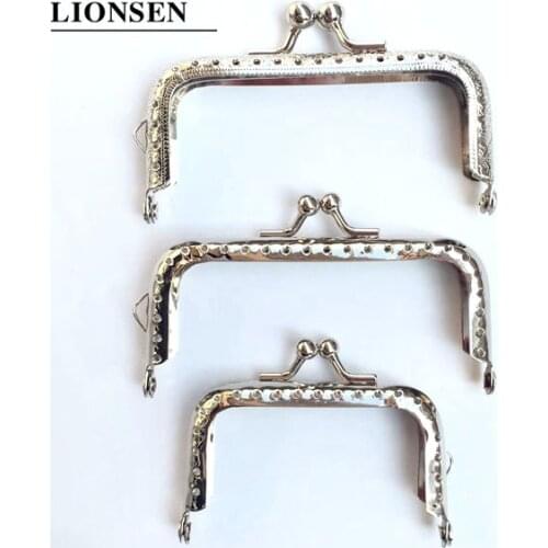 LIONSEN 6.5cm 8.5cm square silver Metal Purse Frame Handle for Clutch Bag Handbag Accessories Making Kiss Clasp Lock