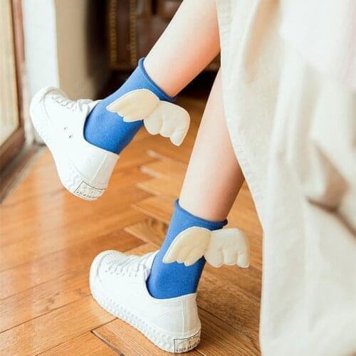 Dreamlikelin Women Sweet Angel Wings Socks Kawaii Student Girls Soft Cotton Princess Socks