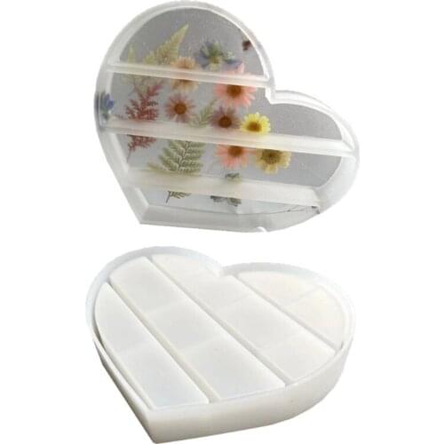1 Pc Love Heart Shaped Tray Epoxy Resin Mold Display Stand Silicone Mould DIY Crafts Jewelry Organizer Trinket Holder Storage
