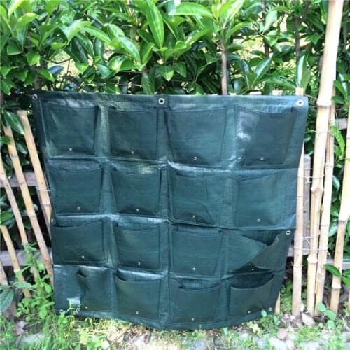 Hanging Wall 16 Pockets Vertical Garden Planter Wall-mounted PE Home Gardening Flower Planting Bags Living Indoor Wall Planter
