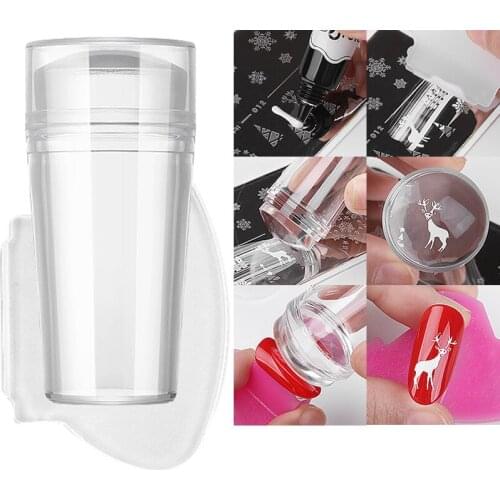 Clear Silicone Nail Art Stamping Kit for Manicure Plate Nail Stencils Stamping Template Scraper 2pcs