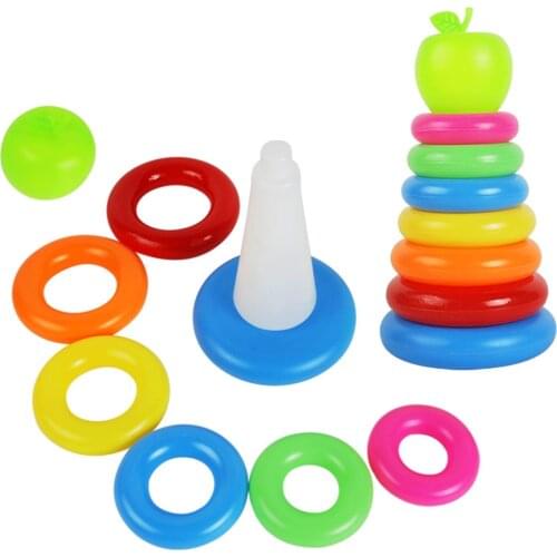 Lovoski 7 Rainbow Stacking Rings Bath Time Toy Set for Kids Toddler