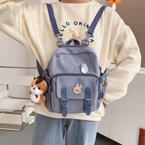 School Backpack Womens Solid Korean Students Backpacks For Girls Wild Large Capacity Schoolbag Simple Casual Travel Female Bags