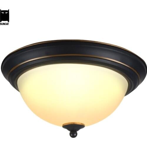 Glass Shade Iron Black Ceiling Light Fixture Vintage Retro Industrial Modern Surface Mounted Luminaria Kitchen Hallway Bedroom