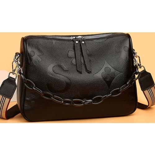 100% Genuine Leather Women Handbag Womens Bag High Quality Chain Female Shoulder Bags Luxury Brand Cowhide Ladies Messenger Bag