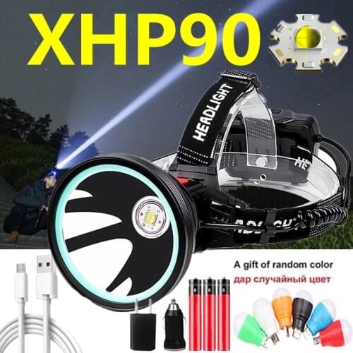 100000LM XHP90 LED Headlamp Powerful Head Light Lamp Torch Lantern 32W Power Bank Fishing Light Use 3x18650 Rechageable Battery