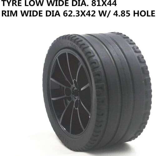 MOC Technic Parts 1pcs TYRE LOW WIDE DIA. 81X44 & RIM WIDE DIA 62.3X42 W/ 4.85 HOLE compatible with lego for kids boys toy