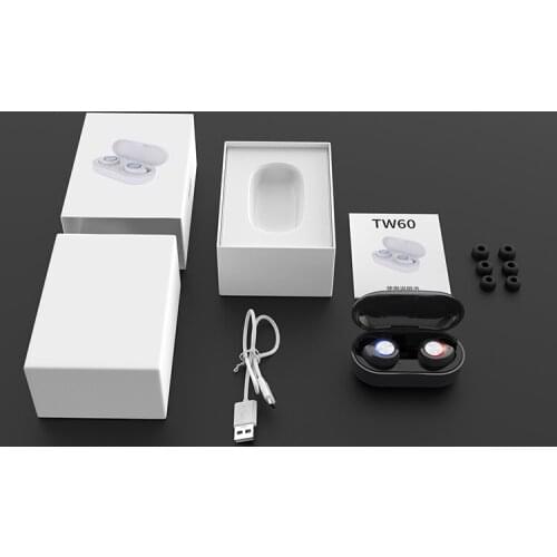 TW60 TWS True Wireless Bluetooth Headset Touch Headset 3D Stereo HIFI Sport Earphones earbuds With Microphone Type-C