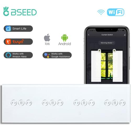 Bseed Wifi Touch Curtain Switch Smart Four Frame Curtain APP Control White Wireless WallSensor Switch Class Smart Life TUYA