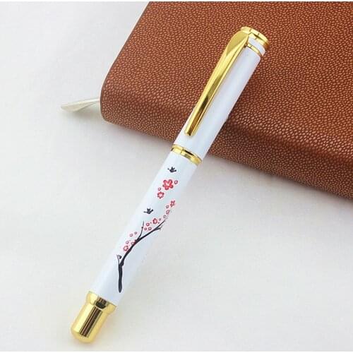 High Quality Plum blossom Rollerball Pen 0.5mm Black Ink Refill Metal Ballpoint Pen for Student School Supplies