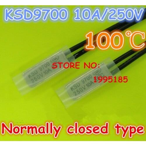 10pcs/lot KSD9700 10A250V 100 Degree Celsius (N.C.)Normally closed type Temperature Switch Thermostat Thermal Protector