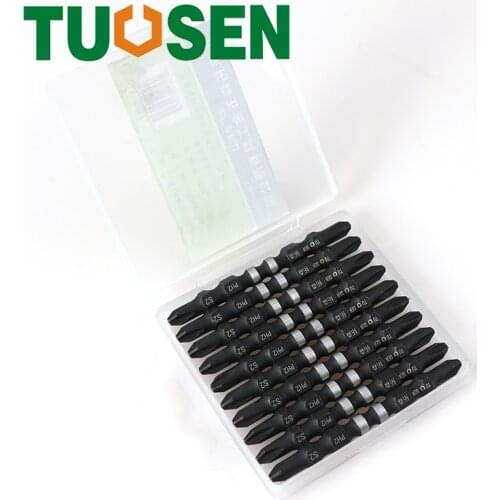 10PCS Magnetic Ring Phillips Double Cross Head Screwdriver Bit Anti-Slip ph2 Strong Hardness S2 65mm Screwdriver Bits Precision