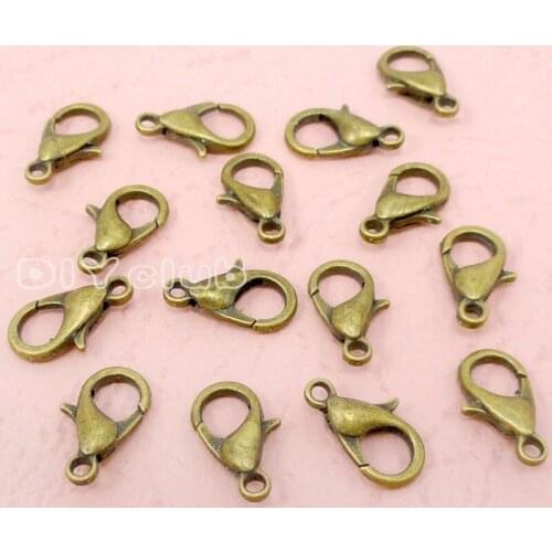 100pcs-Antique Bronze Alloy Lobster Clasps Hooks For Necklace & Bracelet, Lobster Claw Clasp 14x8mm