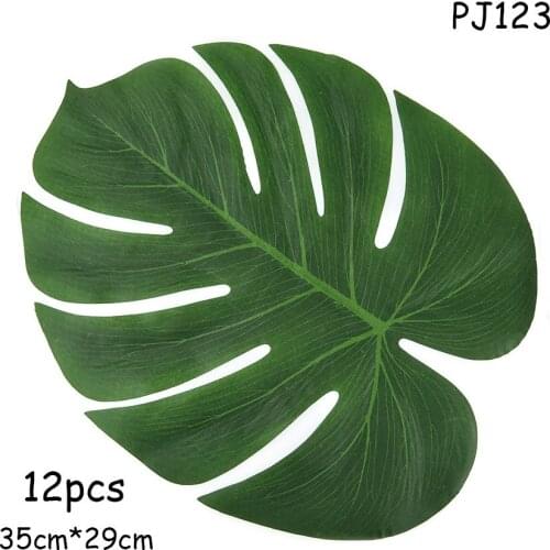 12 X Artificial Palm Table Placemat Coaster Fake Leaves Tea Table Mat Hawaii Tropical Party Wedding Table Decoration