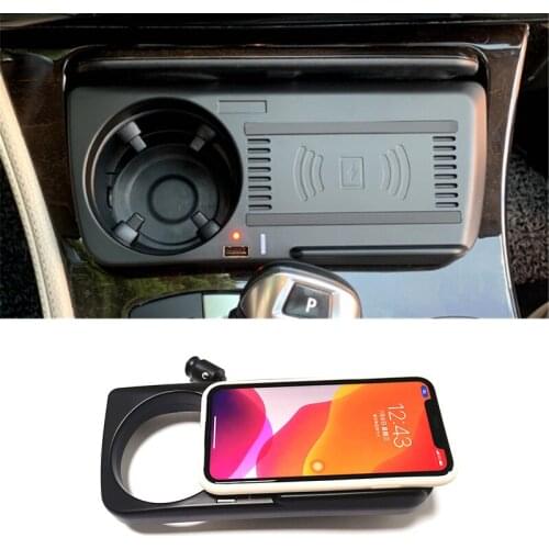 15W car qi wireless charger for BMW 5 Series F10 F18 525 530 2012-2017 wireless mobile phone charger charging plate accessories