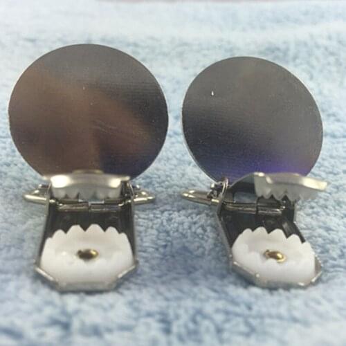 2.0cm Silver Metal Baby Dummy Pacifier Clips Holders Round Shape Clasps suspender Garment Accessories Plastic Insert 25pcs/lot