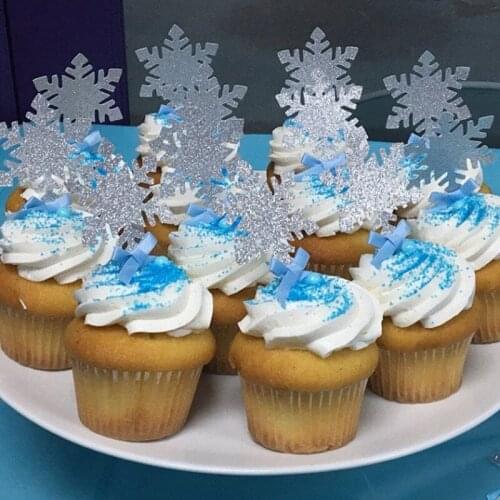 2020 Personalised Glitter Snowflake Cupcake Toppers food toothpicks Christmas Dessert toothpicks Custom cake Toppers