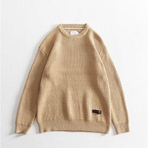 2021 Original Raglan Sleeve Autumn Winter Thickened Long Sleeve O-neck Sweater Mens Japanese Loose Casual Knitted Pullover Coat