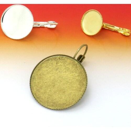 20pcs 12-25mm Teeth Edge Hook Earring Cabochon Cameo Setting Blank base Silver/Gold/Rhodium SilverAntique Copper/DIY Finding