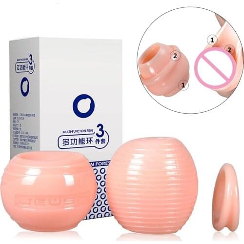 3pcs set Penis Sleeve Cock Rings Erectile Expander Penis Ring Silicone Flexible Ring Adult Product Sex Toys For Men Masturbators