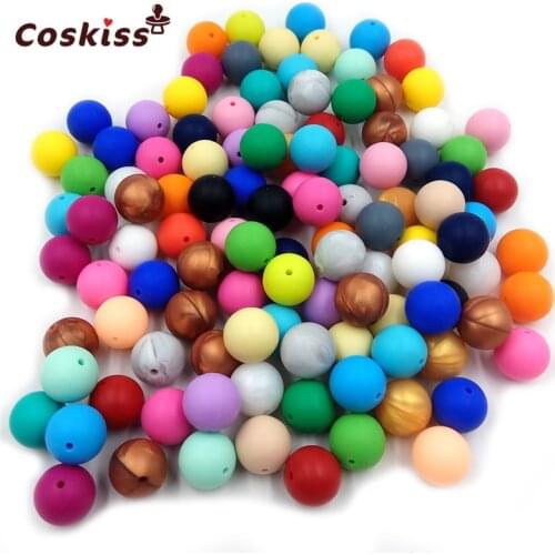 30pc Natural Silicone Beads Round 12MM Chew Nursing Beads Charm Necklace Pendant BPA Free Baby Silicone Teething Teether Toys