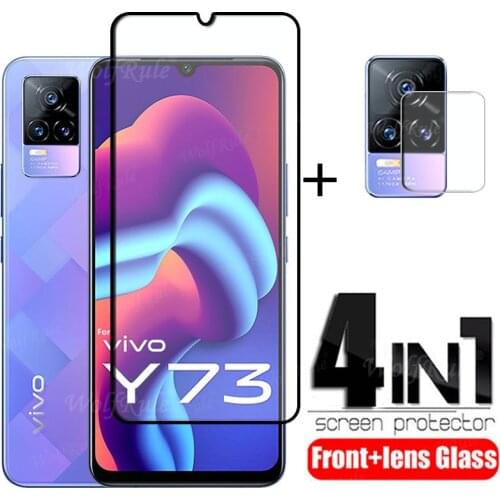 4-in-1 For Vivo Y73 Glass For Vivo Y73 Tempered Glass Phone Film Full Cover Glue Screen Protector For Vivo Y 73 Y73 Lens Glass