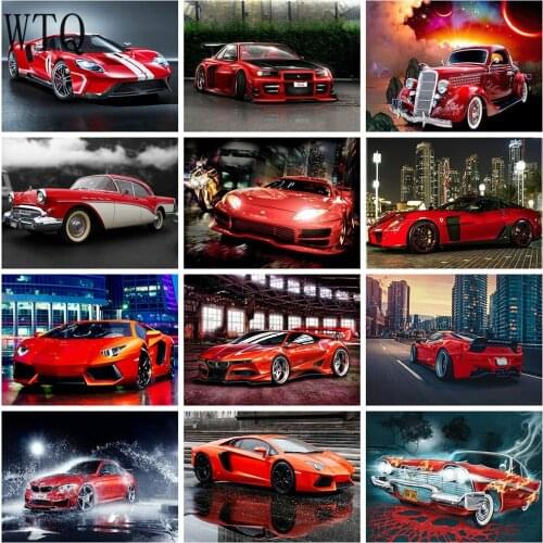 5D DIY Diamond Painting Cross Stitch Kits Car Landscape Mosaic Painting Picture Diamond Embroidery Full Round Drill Home Decor