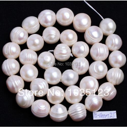 High Quality 10-11mm Natural White Freshwater Cultured Pearl Loose Beads Strand 15" Jewelry Making w560