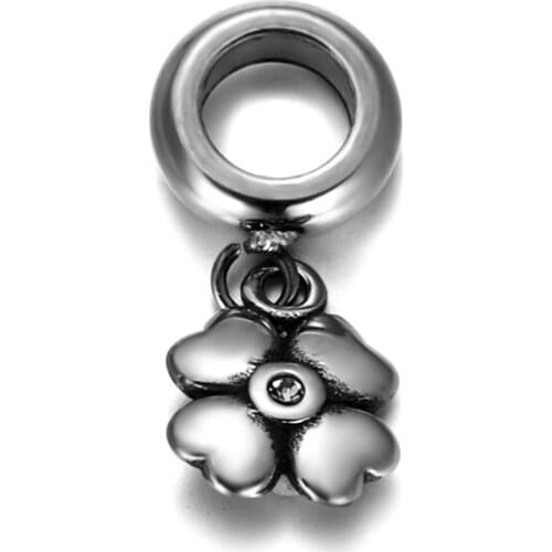 316L Stainless Steel Spacer Bail Beads with Clover Charms 5mm Hole Polished Metal Charm Accessories DIY Bracelet Jewelry Making