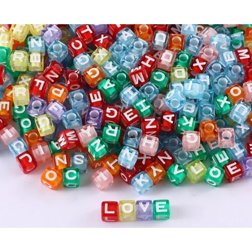 500pcs Mixed Color Letter Acrylic Beads Round Square Shape Letter Beads For Jewelry Making Kids Bracelet Necklace DIY Material