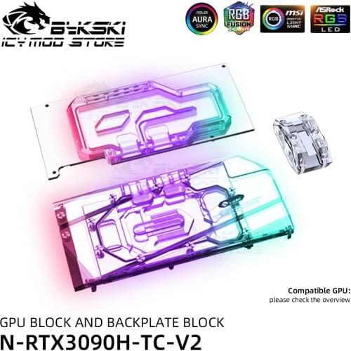 Bykski VGA Water Block Backplate Block Nvida Geforce RTX 3080 3090 Founders Edition A-RGB Video Cards Heatsink N-RTX3090H-TC-V2