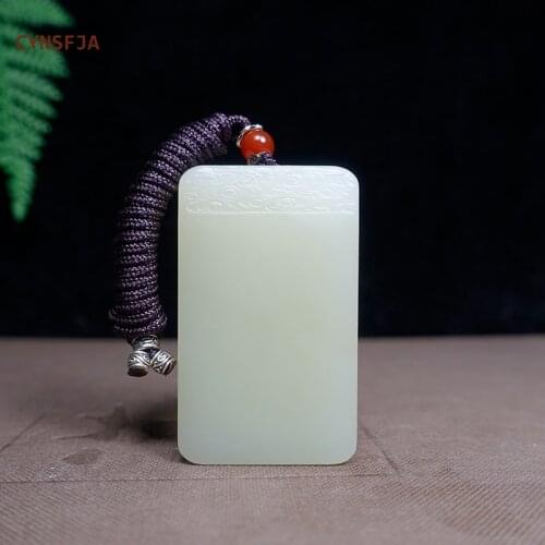 CYNSFJA New Real Certified Natural Hetian Jade Nephrite Lucky Amulets Peace Jade Pendant Light Green High Quality Best Gifts