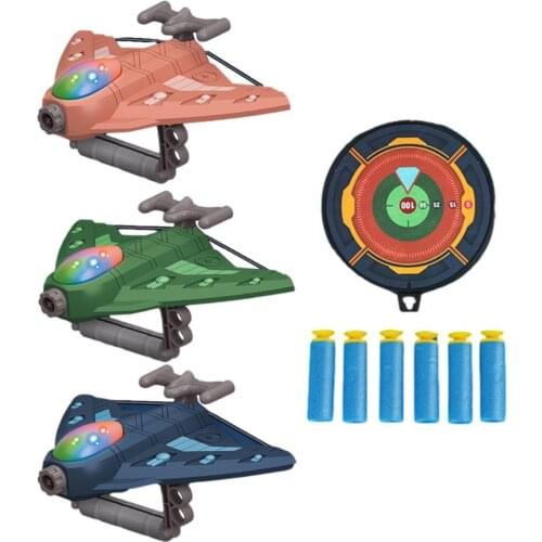 Kids Shooting Game Toys Airplane Slingshot With 6 Soft Darts For Children Boys Outdoor Interactive Game Aircraft Game