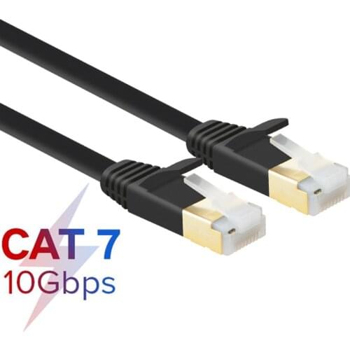 Ethernet Cable RJ45 Cat7 Lan Cable STP RJ 45 Flat Network Cable Patch Cord for Modem, Router, TV, Patch Panel, PC, Laptop