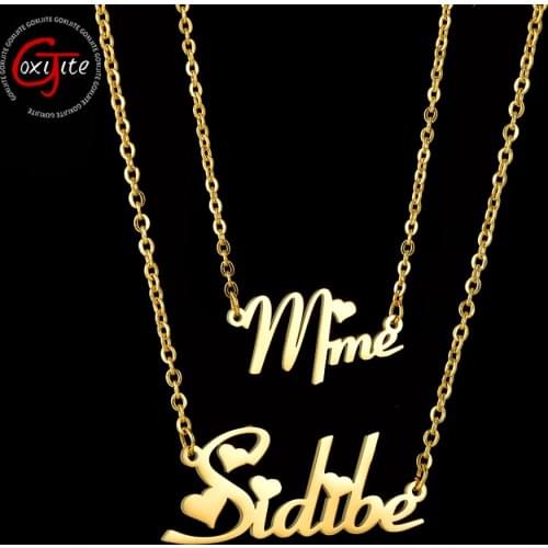 Goxijite Personalized 2 Layer Name Necklace For Women Stainless Steel Custom Name Letter Pendant Necklace Best Gift Jewellry