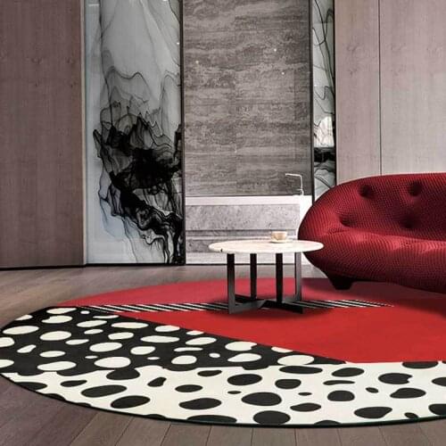 Fashion carpet modern minimalist ins black and white spot red living room bedroom round floor mat carpet