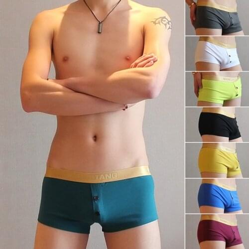 Mens Panties Men Cotton Boxers Sexy Underwear Breathable Comfortable Sexy Lingerie Trunk Boxer Waistband Button Underpants