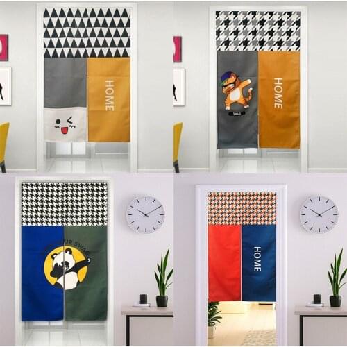 Nordic Fabric Door Curtain Bedroom Kitchen Half Panel Curtain Geomantic Tube Curtain Doorway Hanging Curtain Home Decoration