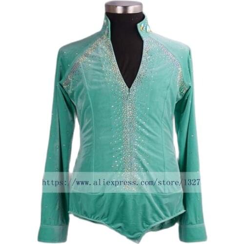2018 New Arrival Ballroom Dancing Man Ballroom Dance Tops Mens Ballroom Shirts Latin/Tango/Rumba Dancewear Shirt Top Green