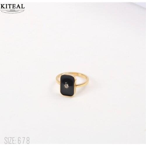 KITEAL Newest 18KGP Gold Filled size 6 7 8 Female Friend Engagement rings Square black men ring prices in euros