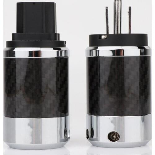 Preffair BCF4-R Hi-End Carbon Fiber Rhodium Plated With gasket US Power IEC Connector Female male Plug HIFI DIY Mains Power C