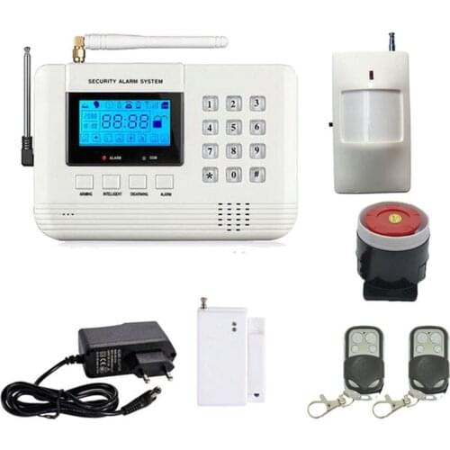 LCD Display 433MHz Wireless Alarm System SMS GSM PSTN Dual Network Home Security PIR Motion Sensor Door open Detector Smoke