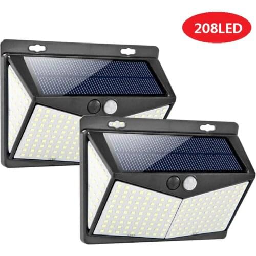 Solar Lamp 208 LED PIR Motion Sensor Lamp Outdoors IP65 Waterproof Solar Garden Lights Emergency Security Light Solar Wall Lamp