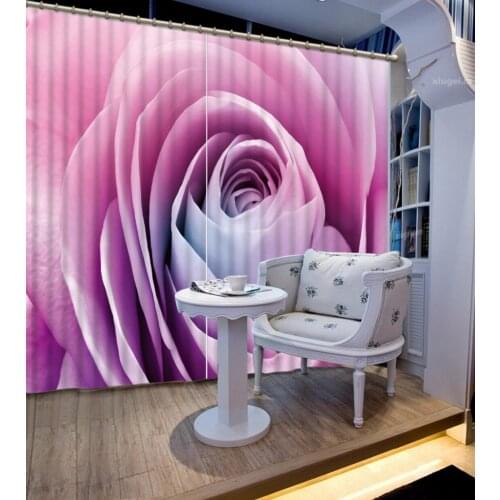 3D Curtain Custom 3D Beautiful Pink Rose Curtains For Bedroom 3D Bathroom Shower Curtain Blackout Shade Window Curtains