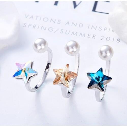 BAFFIN Chic Pearls Open Ring For Women Party Finger Accessories Colorful Crystals From Swarovski Party Jewelry Best Friend Gifts